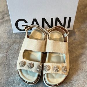 GANNI jeweled white sandals size 37
